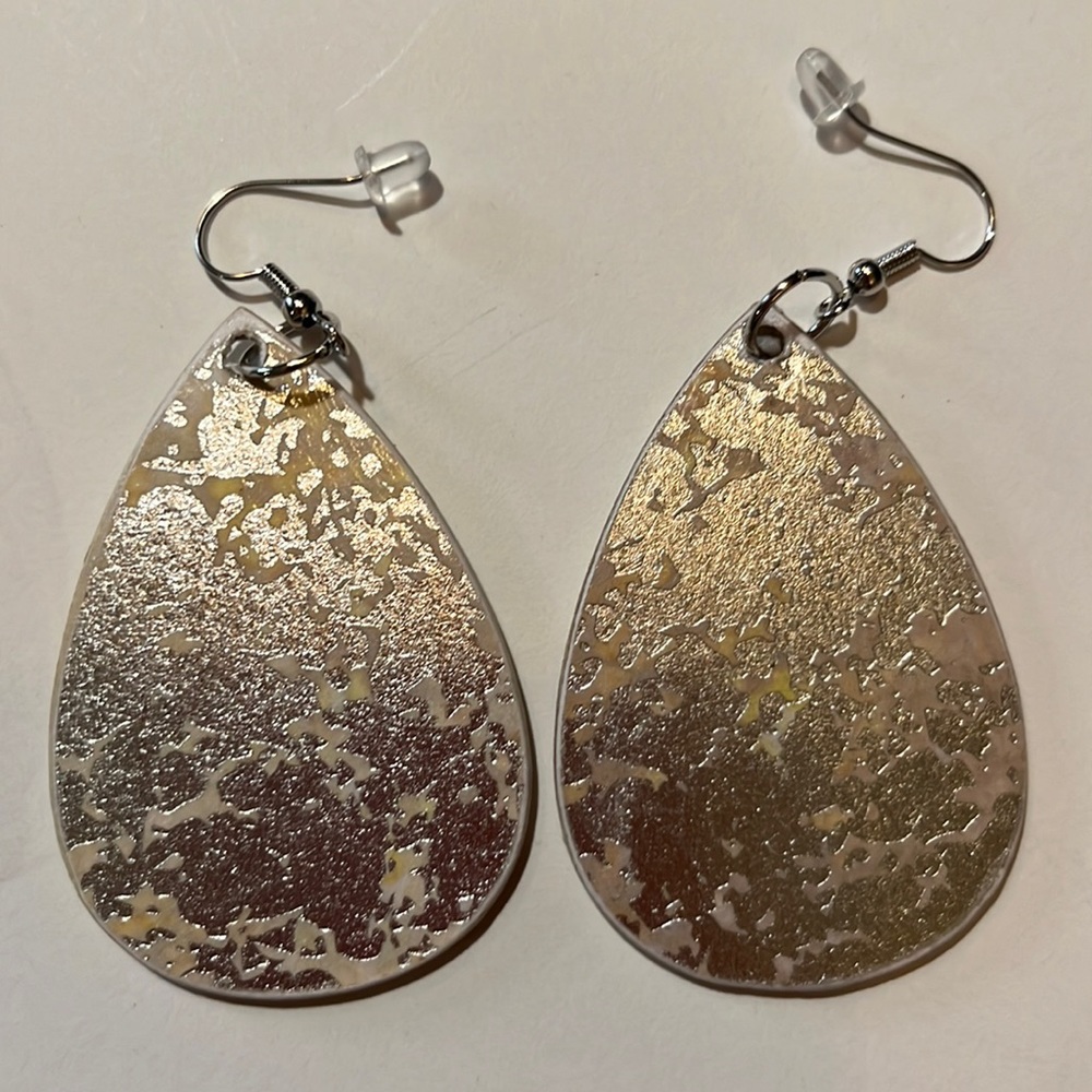 Wooden Silver Foil Earrings